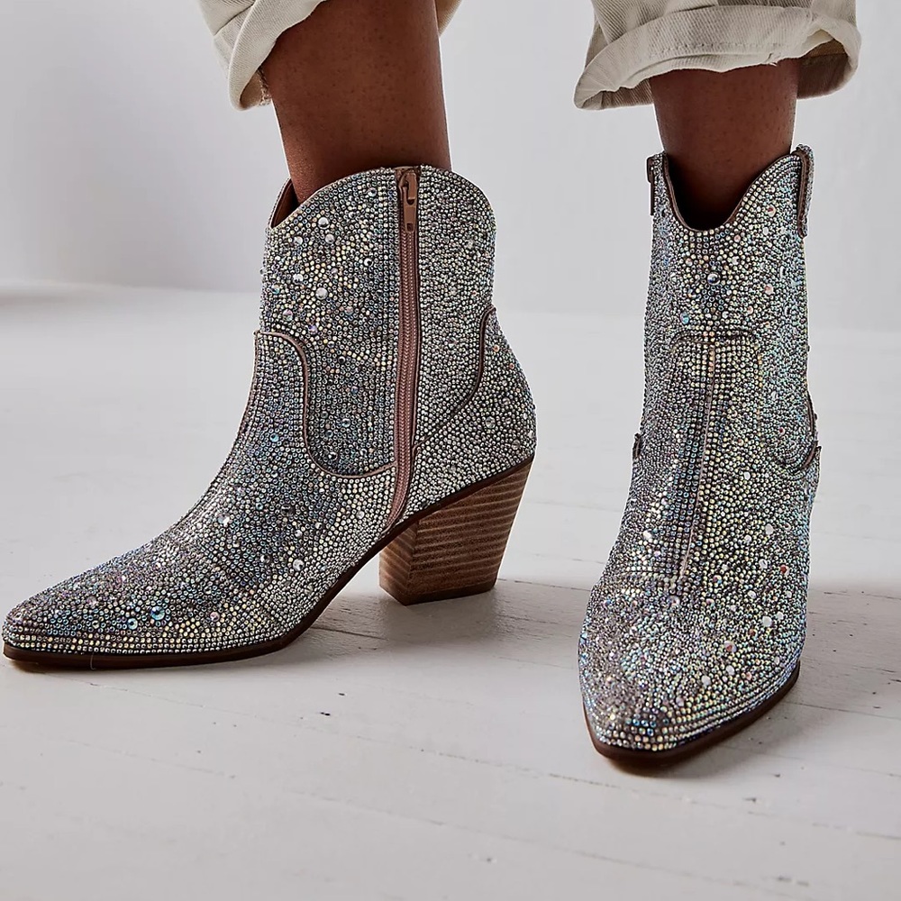 NWT Matisse Party Favor Western Boots - Clear Crystal 7.5 - Picture 2 of 6